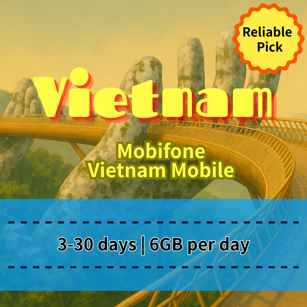 【eSIM】Vietnam 5G Speed Daily Data Plan|Mobifone Network|6GB High-Speed Data per Day, Explore Vietnam Seamlessly from North to South