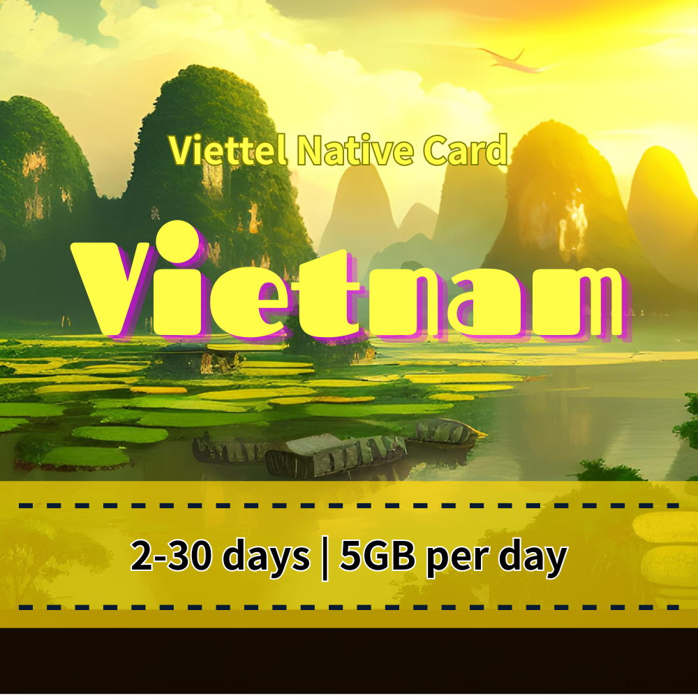 【eSIM】Vietnam 5G Speed Daily Data Plan|Vietnam Native Network|Viettel Telecom|5GB High-Speed Data Per Day, Seamless Internet Across Vietnam