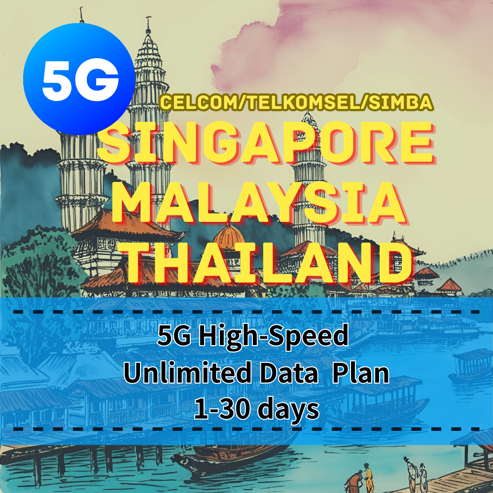 【eSIM】Ultra Singapore-Malaysia-Indonesia 5G High-Speed Unlimited Data Plan|True Unlimited, No Throttling|Instant Activation, Perfect for Heavy Data Users|Seamless High-Speed Coverage Across Singapore, Malaysia & Indonesia
