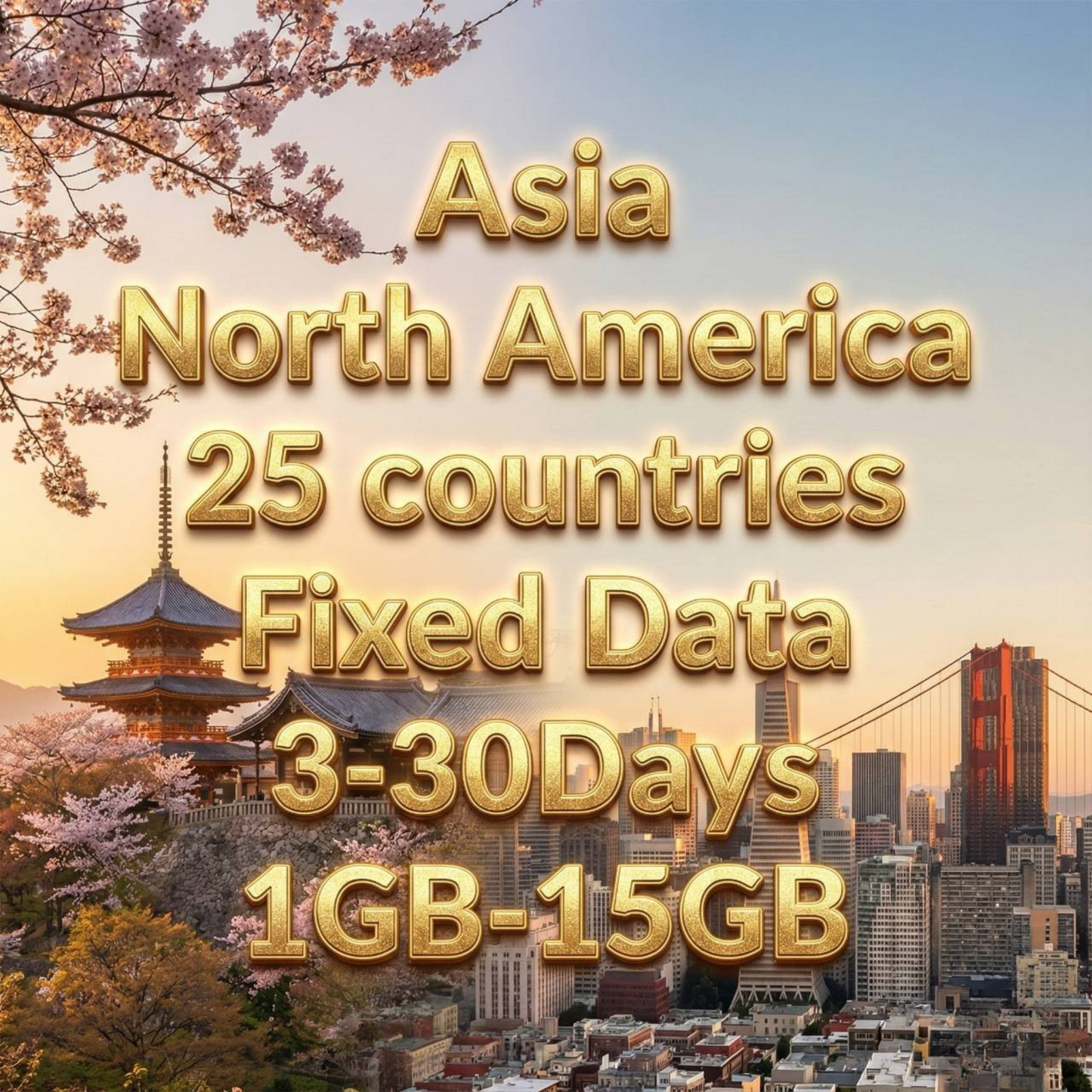 Asia & North America 25 countries eSIM 10GB/30Days Data