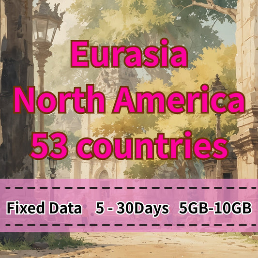 J廠 Eurasia & North America 53 countries Fixed Data Plan - 5 Days 5GB