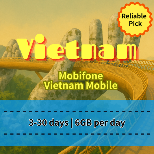 【eSIM】Vietnam 5G Speed Daily Data Plan｜Mobifone Network｜6GB High-Speed Data per Day, Explore Vietnam Seamlessly from North to South