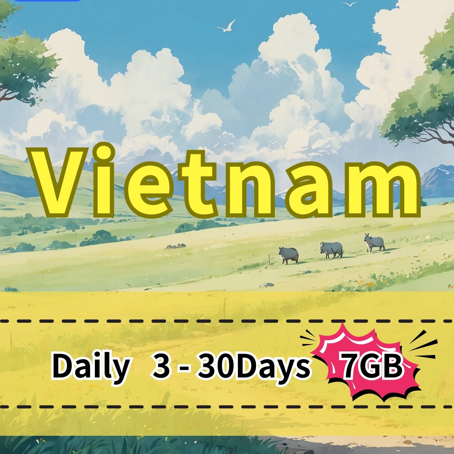 VOYA Vietnam Local Network eSIM Mobifone Telecom Daily 7GB Data - 3 Days