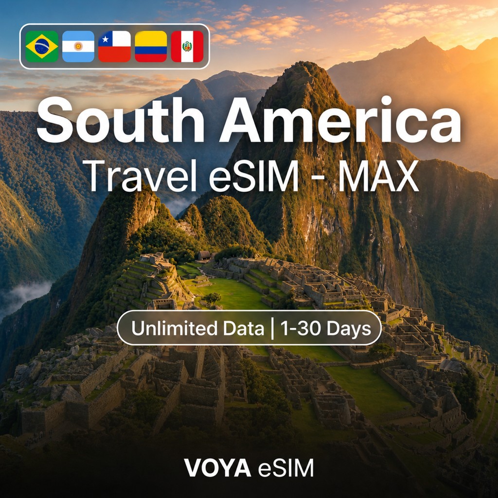South America eSIM - MAX | 2GB/Day High-Speed, then 5Mbps / 1~30 Days – VOYA eSIM