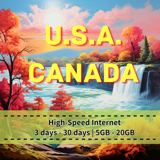 【eSIM】High-Data eSIM for Canada & USA | T-Mobile & Bell Networks | High-Speed Unlimited Data Before Cap, Reduced Speed After | Seamless Connectivity Across the US and Canada