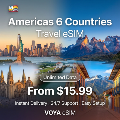 Americas 6 Countries Travel eSIM - VOYA eSIM
