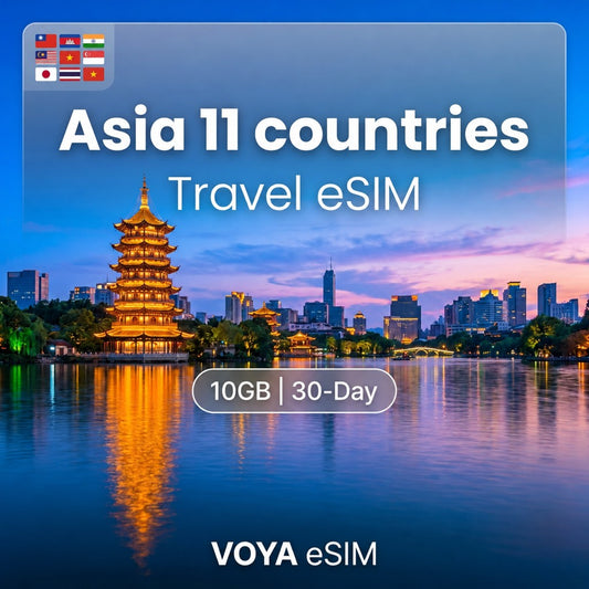 Asia 11 countries eSIM 10GB/30Days Data Plan | Instant – VOYA eSIM