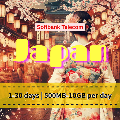 【eSIM】Japan 5G High-Speed Daily Unlimited Data｜SoftBank Network｜Daily High-Speed Data with Unlimited Usage at Reduced Speed After Limit｜Seamless Internet Access Across Japan