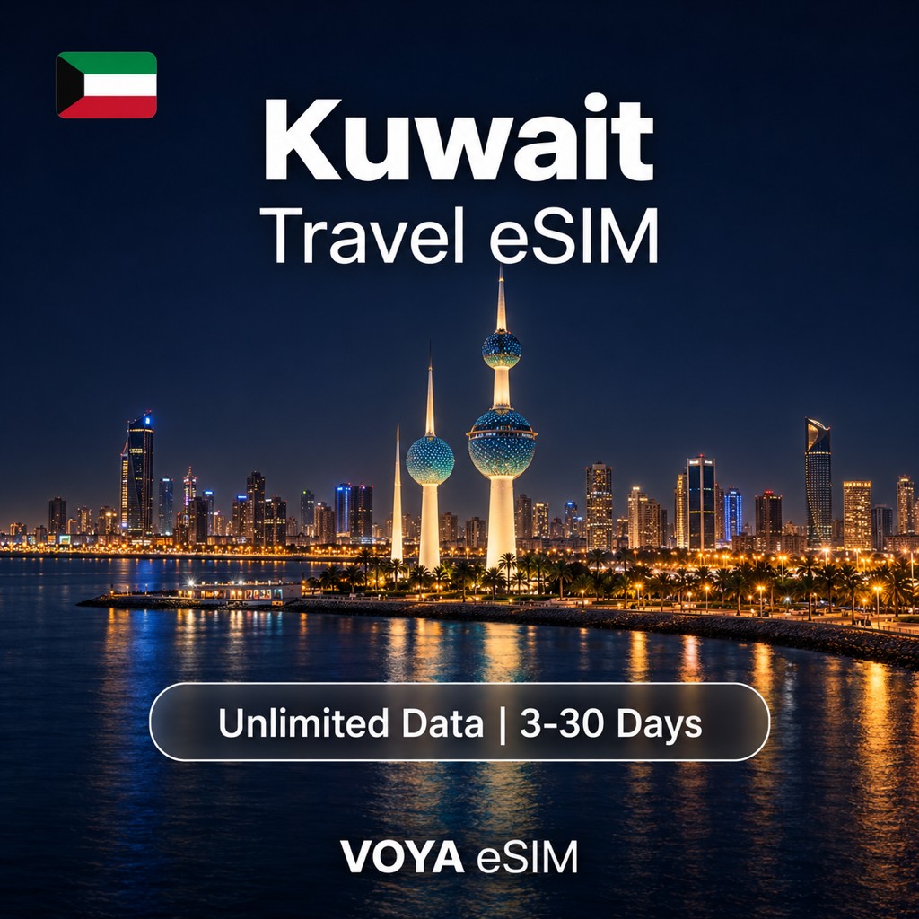 Kuwait eSIM PLUS | Unlimited Data | 3-30 Days – VOYA eSIM