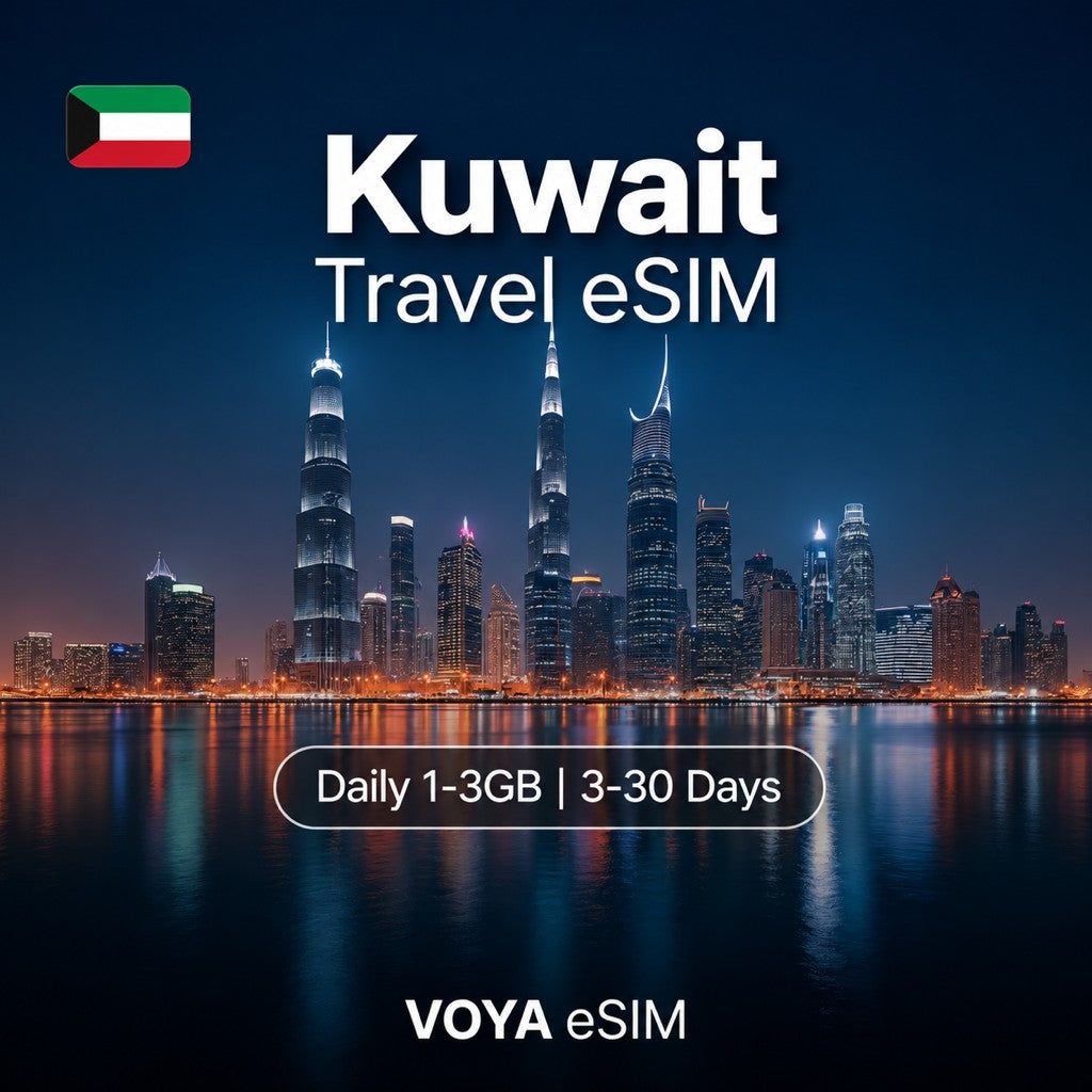 Kuwait Data Plan | Daily 1-3GB | Instant Activation | 3-30 Days – VOYA eSIM