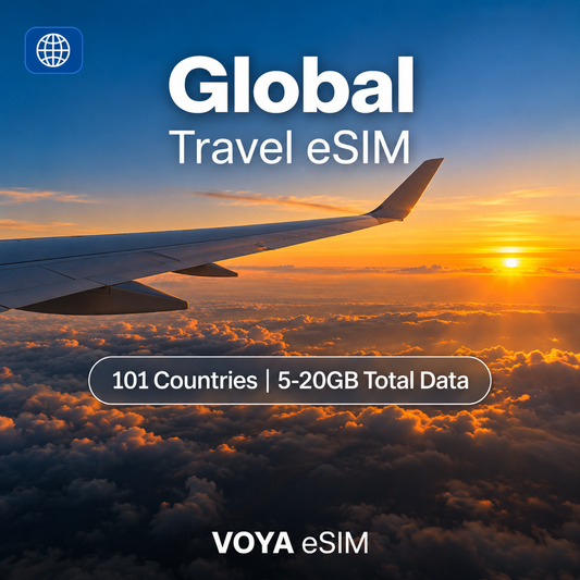 Global eSIM 101 Countries | 5-20GB Total Data | 7-30 Days (Excl. Japan & Philippines) – VOYA eSIM