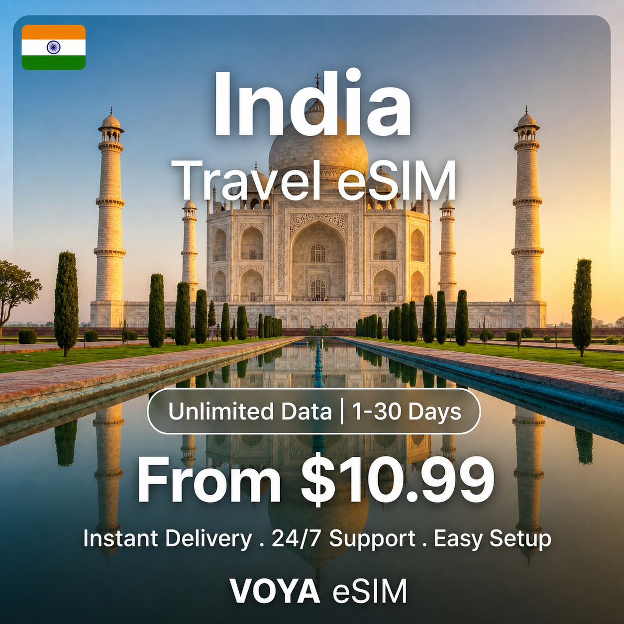 India eSIM - Unlimited Data / 1~30 Days | $10.99
