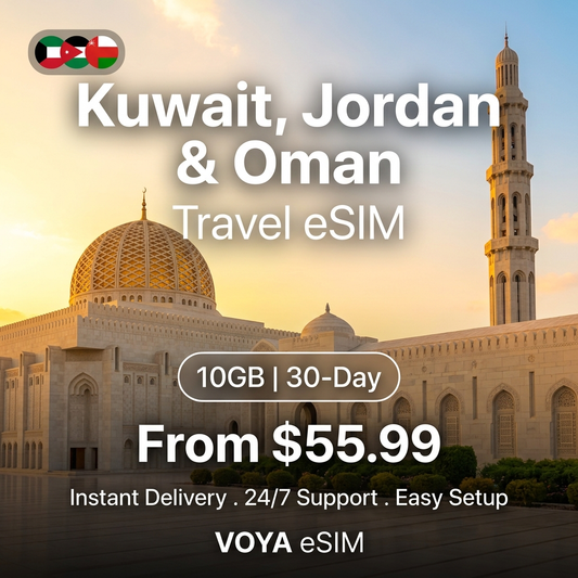 Kuwait, Jordan & Oman Travel eSIM - VOYA eSIM
