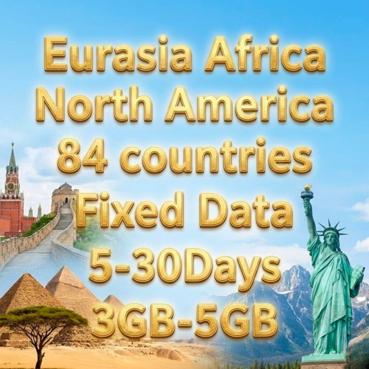 Eurasia, Africa & North America 84 countries eSIM