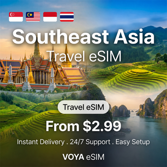Southeast Asia eSIM - Fixed Data | 4 Countries (Singapore, Malaysia, Indonesia, Thailand)